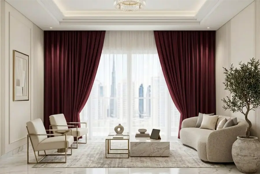 Room with curtains